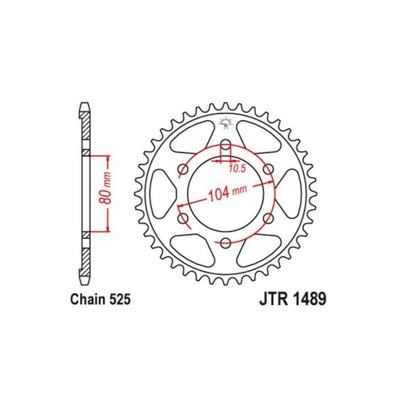 Звезда ведомая JT sprockets JTR1489-40, цепь 525, 40 зубьев