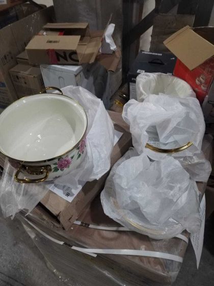 УЦЕНКА-Набор кастрюль Zaidan Z-80629 Roses 6пр белый-(скол под ободком большой кастрюли, плохая упаковка)