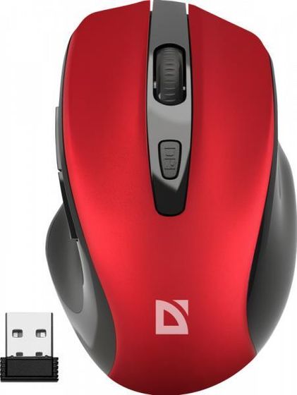 Мышь Defender Prime MB-053 красный оптическая беспров. (800-1600dpi) (52052)