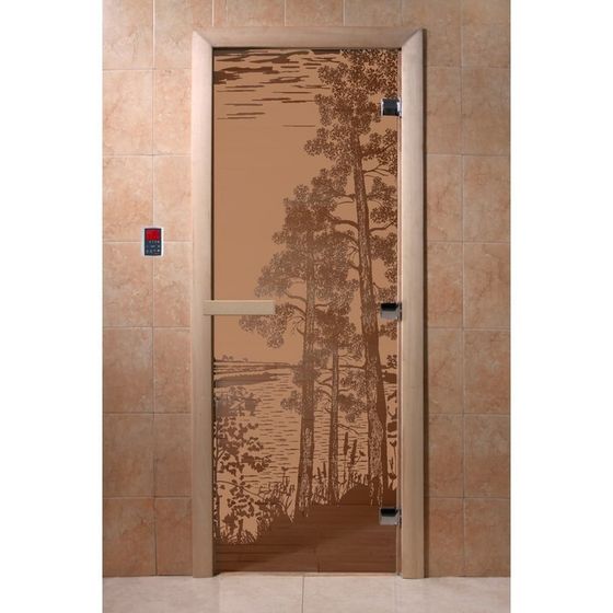 Дверь для бани стеклянная «Рассвет»,размер коробки 190 × 70 см, левая, цвет матовая бронза