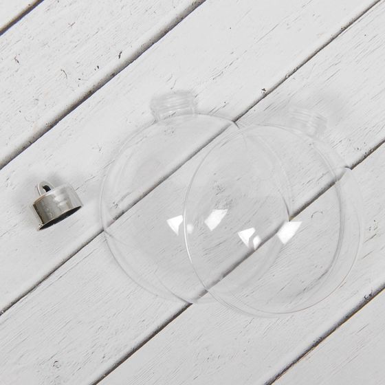 !09 Ёлочный шар заготовка, раздельные части «Шар с съемной пуцкой», диаметр собранного 8 см