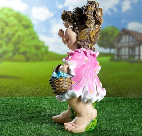 !09 Садовая фигура "Девочка с корзиной цветов" 58 см.