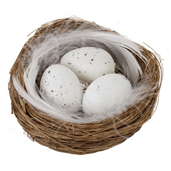 Набор из 2-х изделий декоративных &quot;Гнездо пасхальное&quot;, Д14 Ш2,5 В15 см