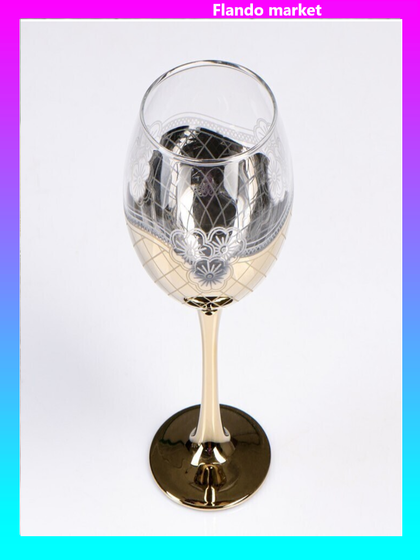 !09 Набор фужеров "Золотая сетка цветы" 6 фужеров (290 мл.) + стойка