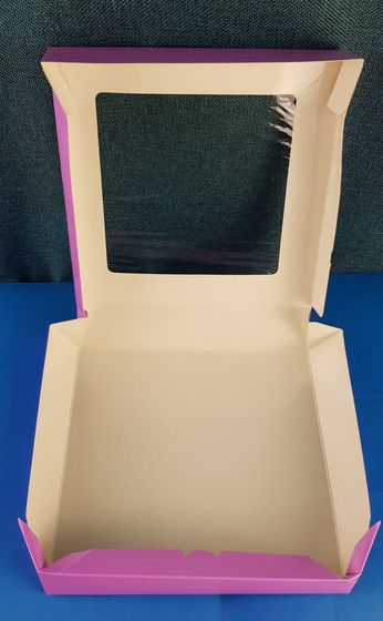 !Набор 5 штук - Коробка картонная, с окном, розовая 21 х 21 х 3 см