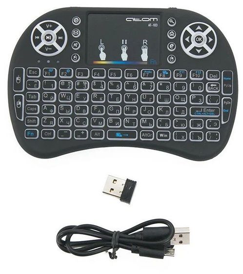 Клавиатура ATOM AT-103 LED тачпад беспров. черный