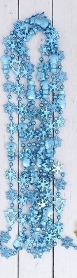 !09 Набор из 2-х бус:Бусы на ёлку 2,7 м 2,3 см &quot;Снежинки&quot; цвет синий