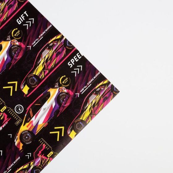 !09 Бумага упаковочная 2 листа глянцевая «Тачки», 70 × 100 см