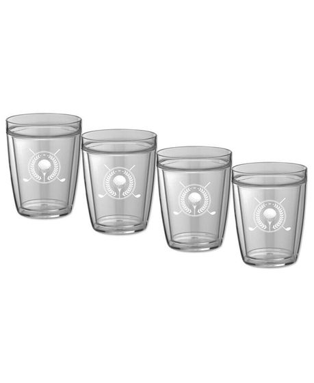 Pastimes 14 Oz Double Old Fashioned Short Drinking Golf Glass, Set of 4