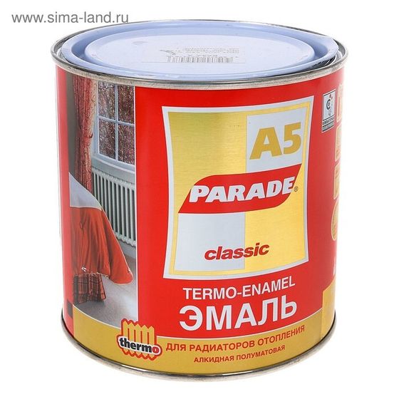 Эмаль PARADE А5 termo alkid белая полуматовая 80 градусов 0,75л