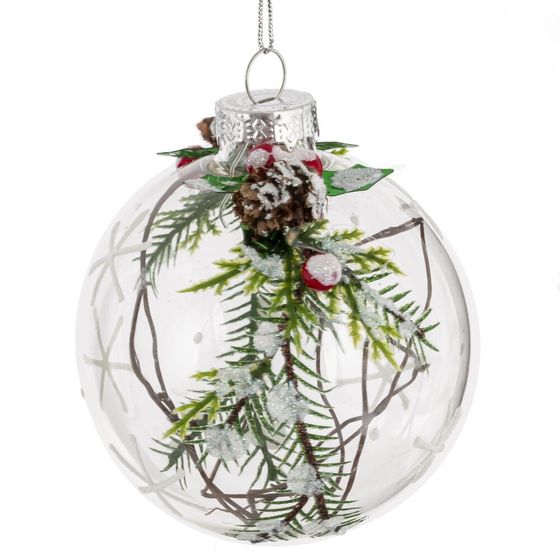 Украшение новогоднее "Шар" с декором, D 8 см, L8 W8 H9 см