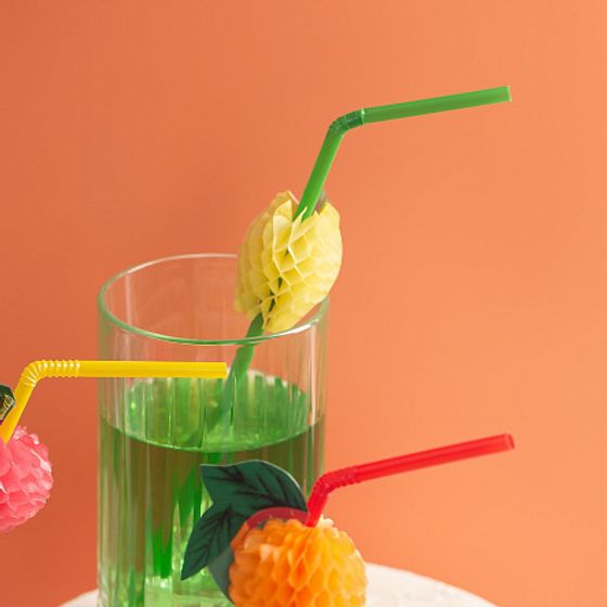 Соломка для коктейля ФРУКТЫ гибкая 100шт 24см (12684)(16661)