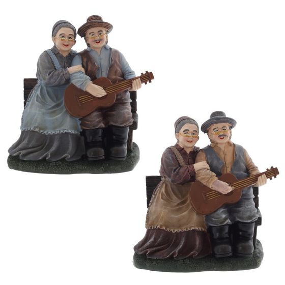 Фигурка декоративная "Бабушка с дедушкой", L17 W11 H17 см, 2в.