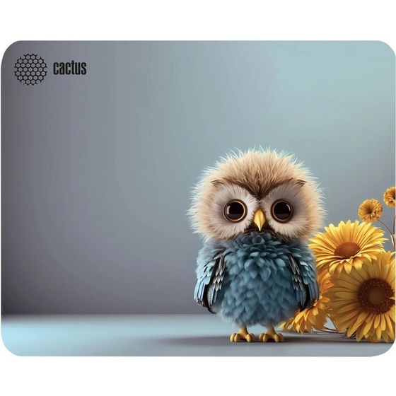 Коврик для компьютерной мыши   Cactus Owl gray, игровой, 300*250*3 мм, рис. &quot;серая сова&quot;