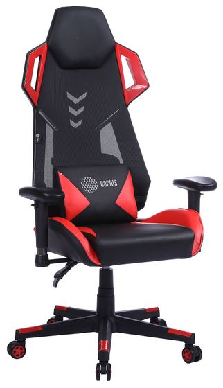 Кресло игровое Cactus CS-CHR-090BLR черный/красный сиденье черный/красный эко.кожа/сетка крестовина пластик пластик черный