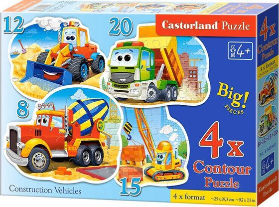 Castorland Puzzle x4 - Pojazdy budowlane (229447)