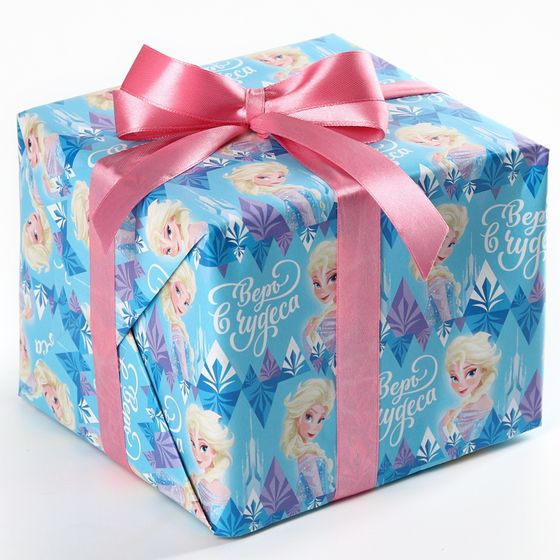 !09 Бумага упаковочная 3 листа «Верь в чудеса» 70 х 100 см, Холодное сердце