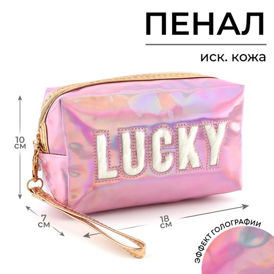 Пенал школьный «1 сентября: Lucky», иск. кожа, 18 х 10 х 7 см, розовый цвет