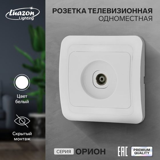 Розетка телевизионная одноместная Luazon Lighting &quot;Орион&quot;, скрытая, белая