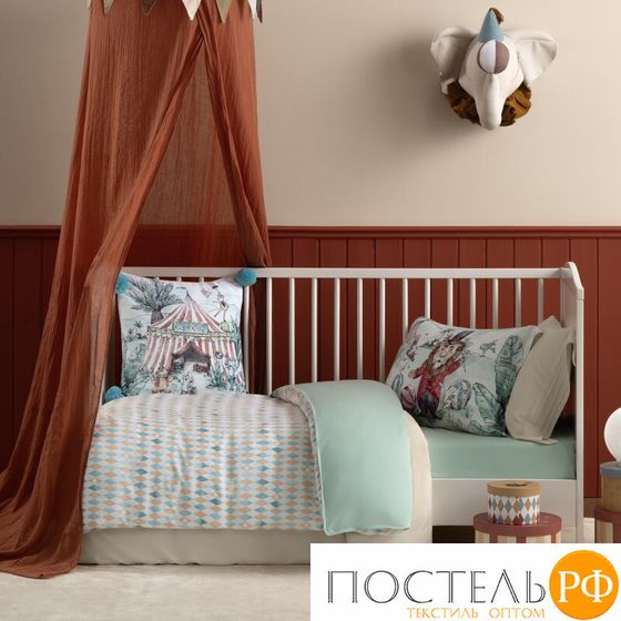 TOGAS ЦИРКУС зел-беж КПБ 100x120/120x140/40x60, 3пр, 100% Sensotex эвкалиптовое волокно