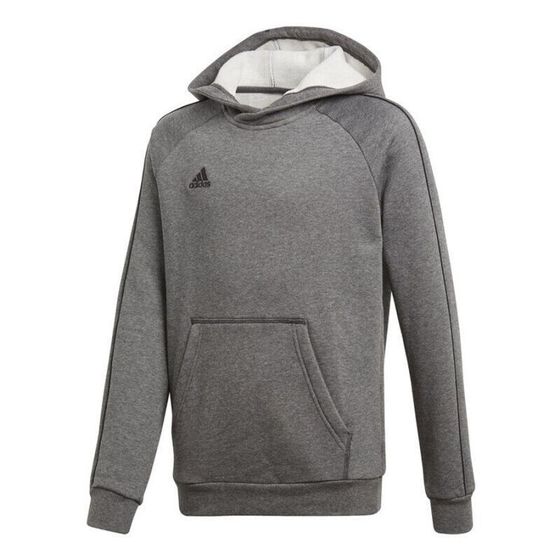 Мужское худи с капюшоном спортивное серое с логотипом Adidas Core18 Y Hoody Junior CV3429