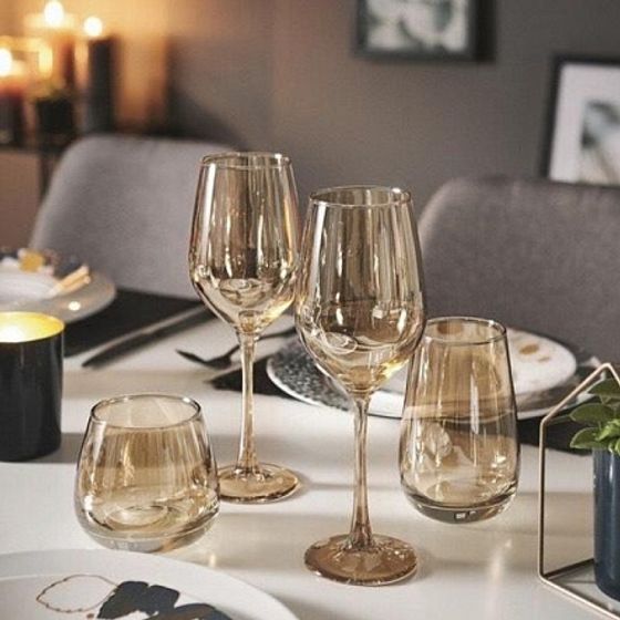 Набор бокалов на ножке Золотой мед 350мл 4шт