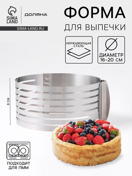 Форма для выкладки и выпечки с регулировкой размера Доляна, 16-20 см, цвет серебристый
