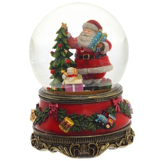 Фигурка декор в стекл шаре &quot;Санта&quot; (муз с ключ), D 10 см, L10,5 W10,5 H14,5 см, 2в.