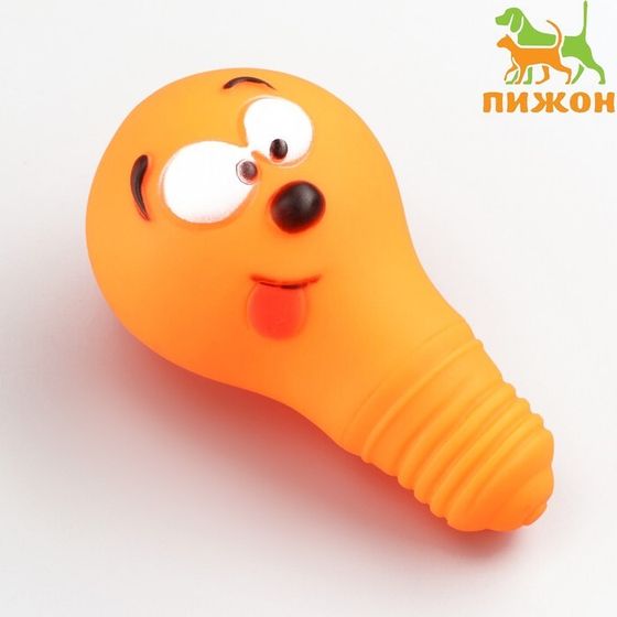 Игрушка пищащая &quot;Лампочка&quot; для собак, 10,5 x 6 см, оранжевая