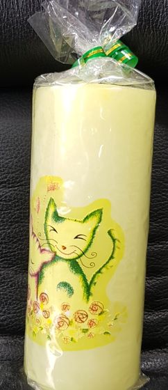 !09 Свеча декоративная (набор 2 штуки) &quot;Котики&quot; 12X5 см. цвет мятный