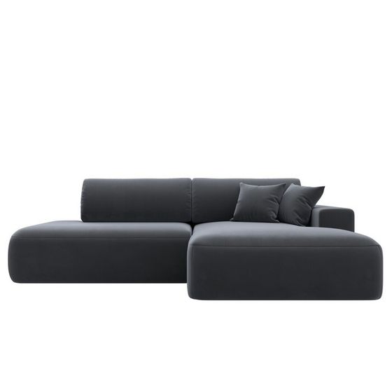 Угловой диван «Лига 036 Модерн», правый угол, механизм еврокнижка, НПБ, велюр, серый