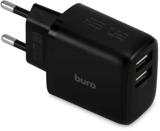 Сетевое З/У Buro BUWH1 2xUSB 15.5Вт 5В 3.1A черный (BUWH15S200BK)