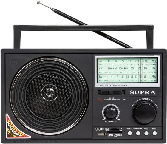 Радиоприемник Supra ST-25U черный USB SD