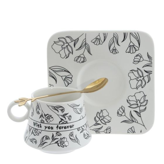 Кружка с блюдцем и ложкой, 170 мл, L13,5 W13,5 H7 см, 2в.