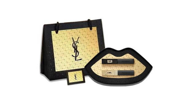 SAINT LAURENT Gilded Star Diamond Lip-Shaped Box Limited Edition 2 Pcs Pack