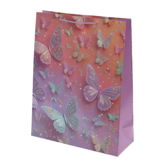 Пакет подарочный (бумага 210г/м2, блок микс 12шт), L31 W12 H40 см, 4в.