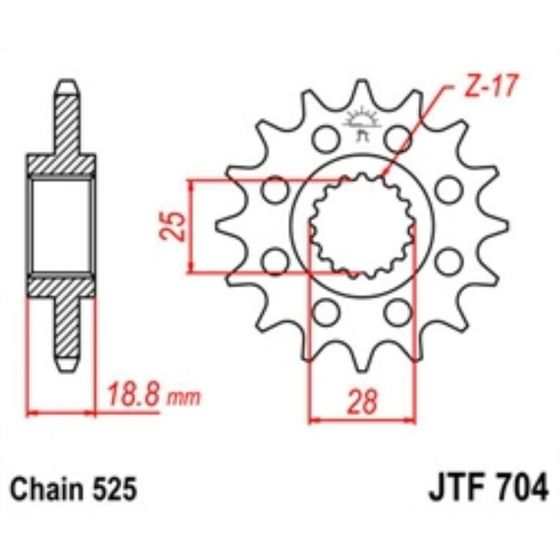 Звезда ведущая JTF704-16, F704-16, JT sprockets, цепь 525, 16 зубьев