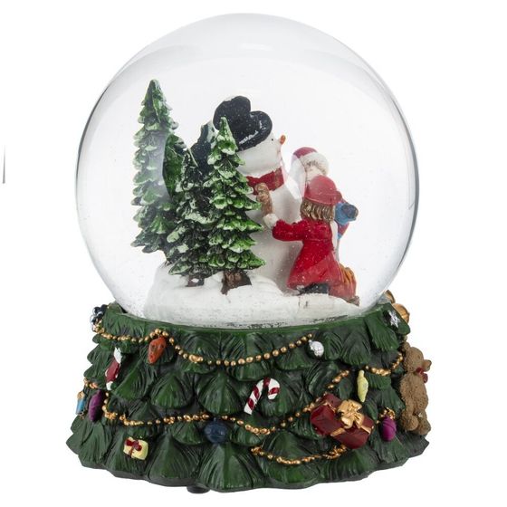 Фигурка декор в стекл шаре &quot;Снеговик&quot; (подсв, муз, вьюга, AAх3 н/п), D 14 см, L15,5 W15,5 H20 см