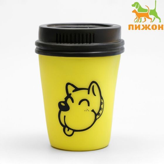 Игрушка пищащая &quot;Кофе&quot; для собак, 10 х 7 см, жёлтая