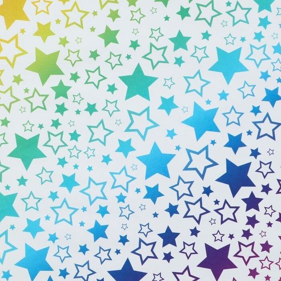 Бумага упаковочная 4 листа глянцевая «Радужные звезды», 70 х 100 см
