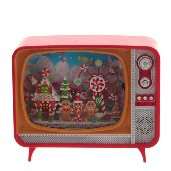 Изделие декоративное &quot;Телевизор&quot; (подсвет, вьюга, движ, LR14 х3 н/п), L21 W12 H17,5 см