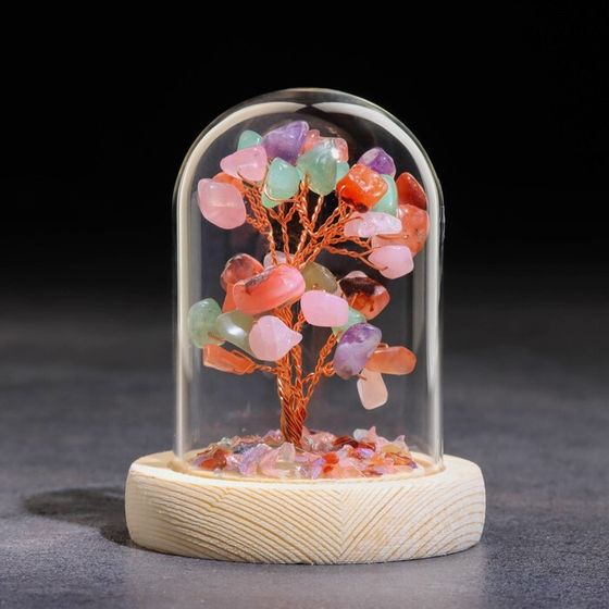 Сувенир в куполе &quot;Дерево Жизни. Самоцветы&quot;, натуральный камень, 10 х 7 см
