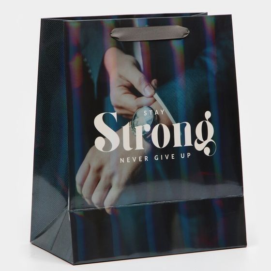 !Пакет ламинированный 2 штуки «Никогда не сдавайся» радужная голография, ML 23 х 27 х 11,5 см