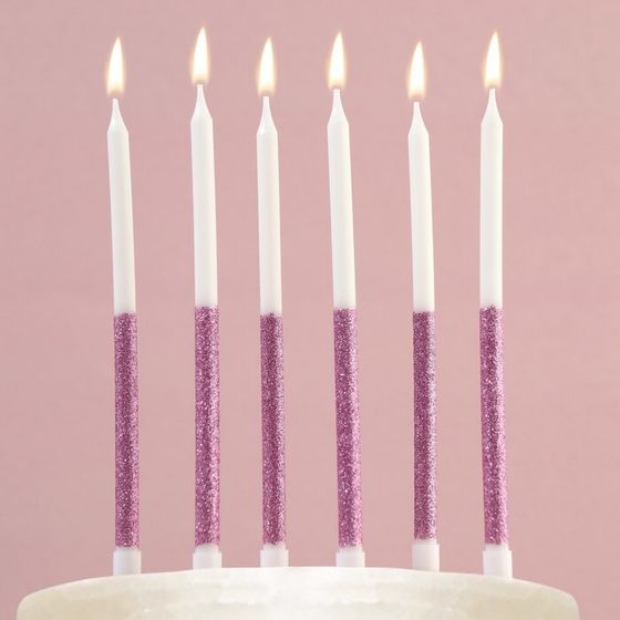 Свечи в торт &quot;В твой день рождения&quot;, розовые, 6 шт.