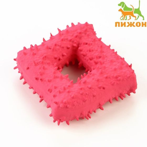 Игрушка пищащая для собак из латекса &quot;Квадрат&quot;, 8,5 х 8,5 см, розовая