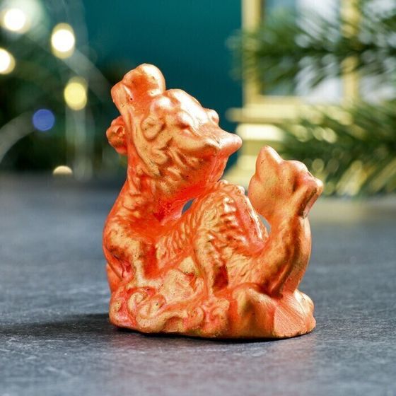 !09 Набор из 2-х фигурок - Фигура "Дракон огненный малый" алый с позолотой, 5х6х3 см.