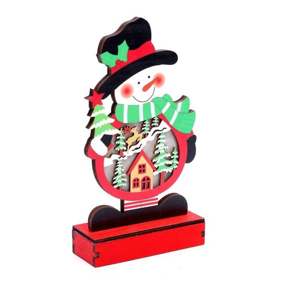 !Новогодний декор с подсветкой «Весёлый снеговик» 13 × 5 × 24 см