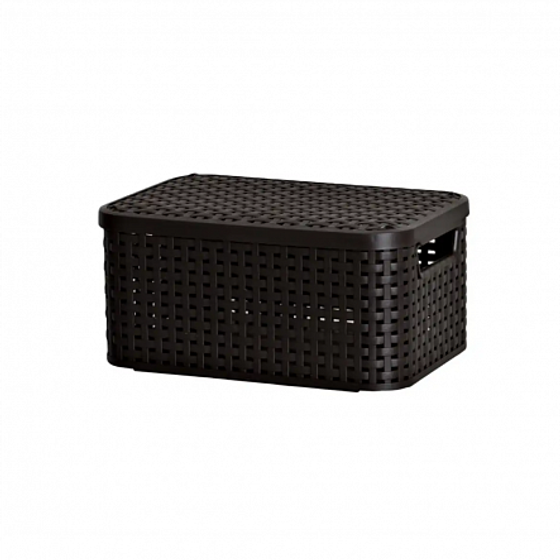 Корзина RATTAN STYLE BOX S  крышка тёмно-коричневая