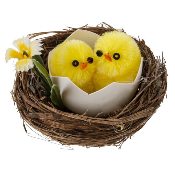 Набор из 6-ти изделий декоративных "Гнездо пасхальное" (6*4,5), L18 W14 H5,5 см