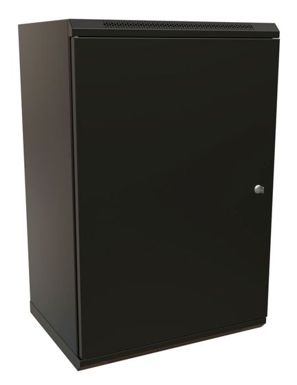 Шкаф коммутационный WRline (WR-TW-2245-SR-RAL9004) настенный 22U 600x450мм пер.дв.металл 2 бок.пан. 60кг черный 370мм 1086мм IP20 сталь